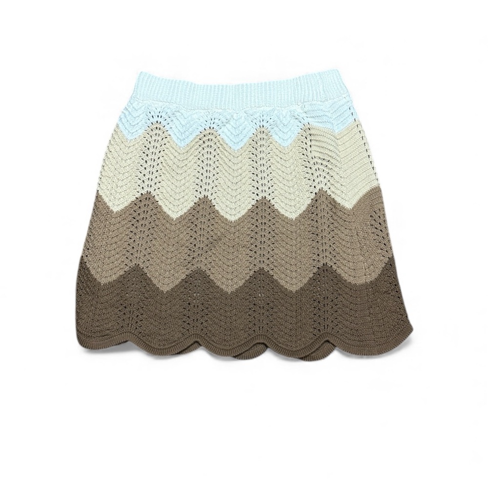 Allison New York Lined Crochet Mini Skirt In Chevron Knit Size S